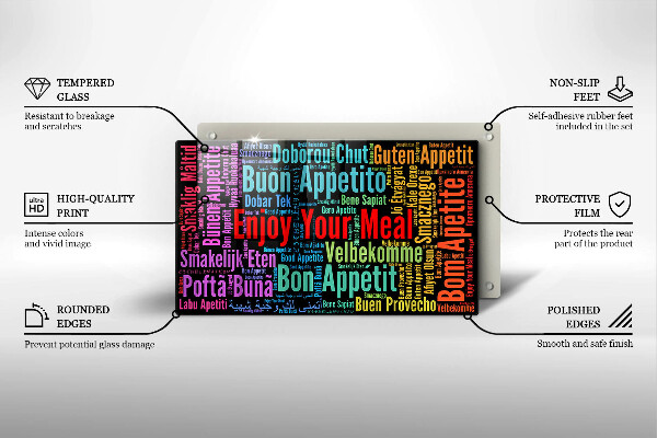 Zaščitna plošča za štedilnik Podnapisi Bon appetit jeziki