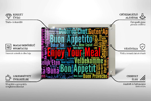 Zaščitna plošča za štedilnik Podnapisi Bon appetit jeziki