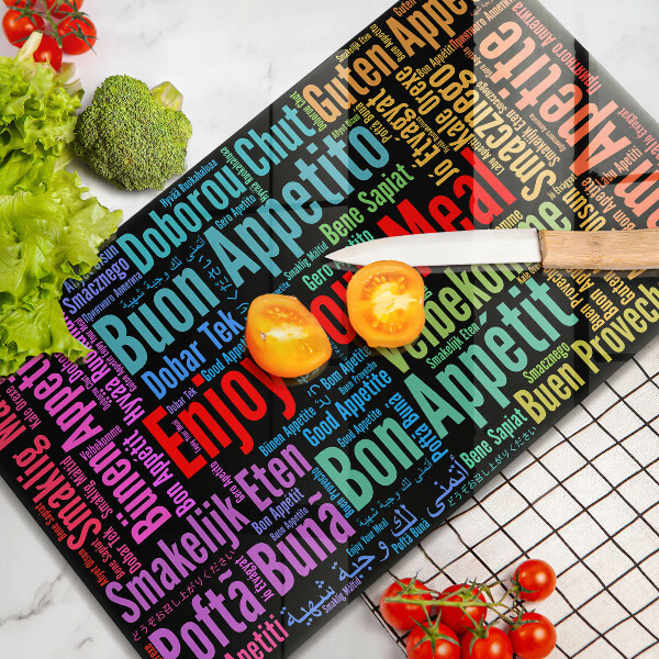 Zaščitna plošča za štedilnik Podnapisi Bon appetit jeziki