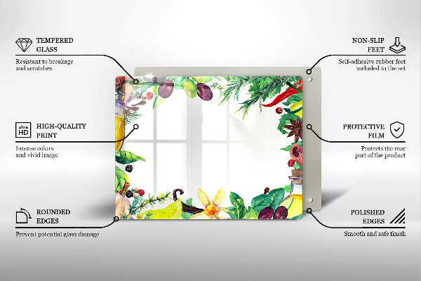 Zaščitna plošča za štedilnik Poslikana hrana