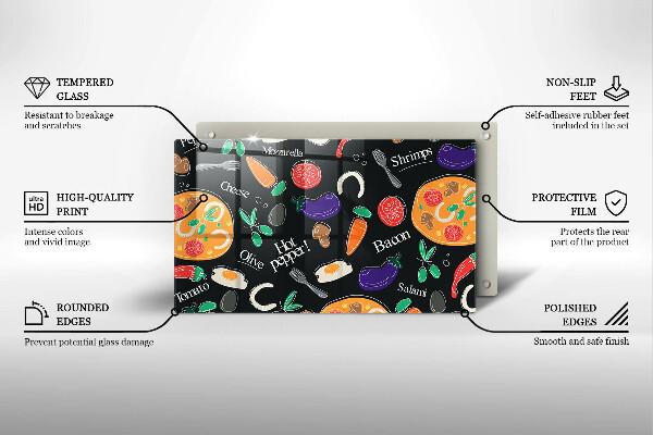 Zaščitna plošča za štedilnik Ilustracija hrane