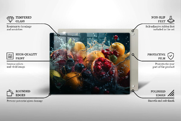 Zaščitna plošča za štedilnik Sadje v vodi