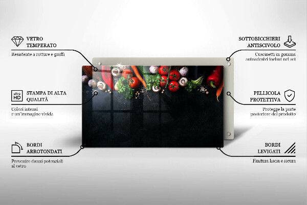Zaščitna plošča za štedilnik Pisana zelenjava