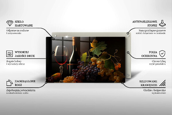 Zaščitna plošča za štedilnik Kozarec vina in grozdje