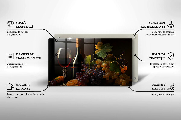 Zaščitna plošča za štedilnik Kozarec vina in grozdje