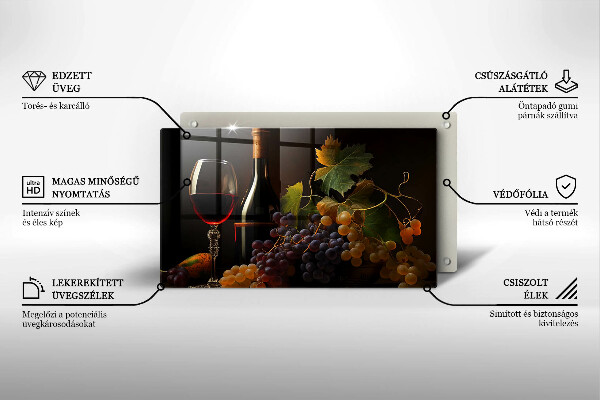 Zaščitna plošča za štedilnik Kozarec vina in grozdje