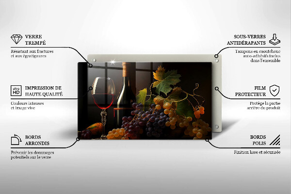 Zaščitna plošča za štedilnik Kozarec vina in grozdje