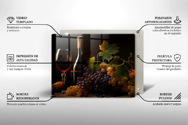 Zaščitna plošča za štedilnik Kozarec vina in grozdje