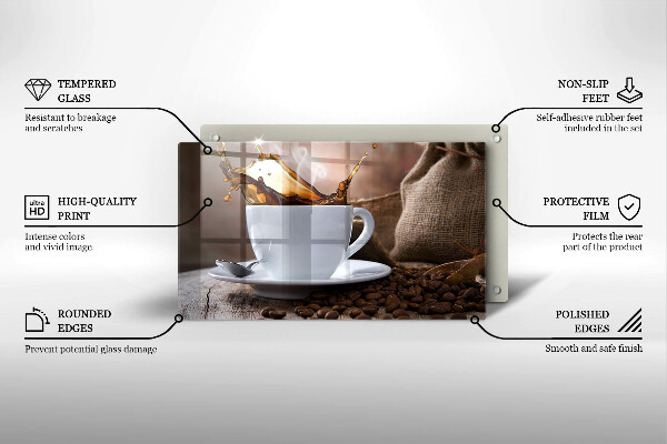 Zaščitna plošča za štedilnik Skodelica in kavna zrna