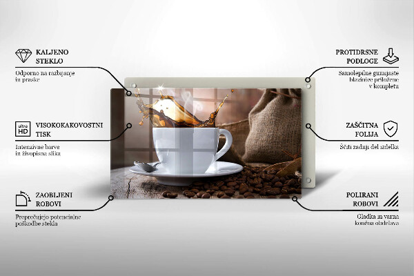 Zaščitna plošča za štedilnik Skodelica in kavna zrna