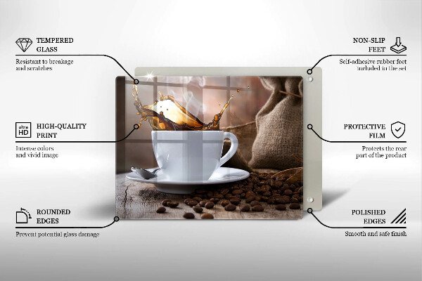 Zaščitna plošča za štedilnik Skodelica in kavna zrna