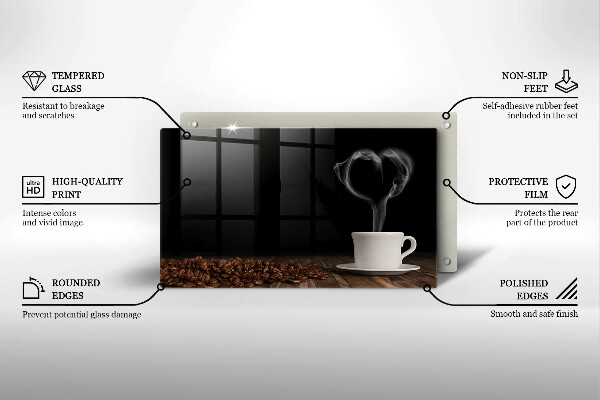 Zaščitna plošča za štedilnik Kavna skodelica srce