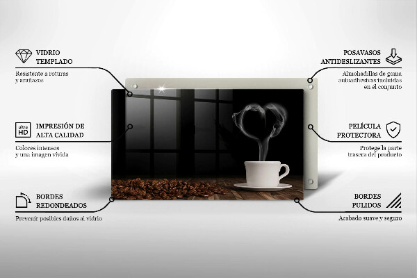 Zaščitna plošča za štedilnik Kavna skodelica srce