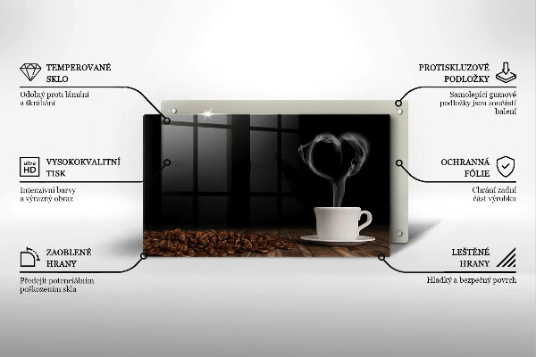 Zaščitna plošča za štedilnik Kavna skodelica srce