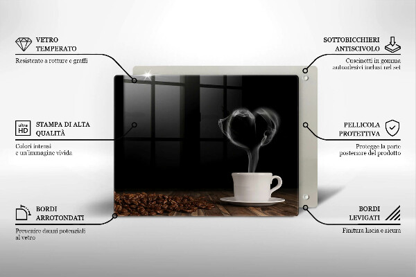 Zaščitna plošča za štedilnik Kavna skodelica srce