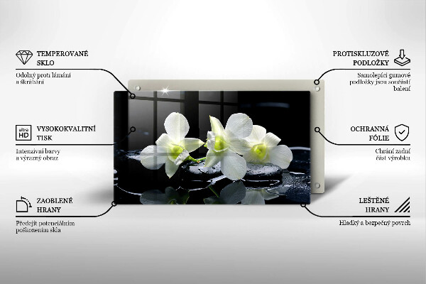 Zaščitna plošča za štedilnik Bele rože v vodi Zen