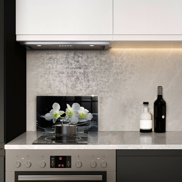 Zaščitna plošča za štedilnik Bele rože v vodi Zen