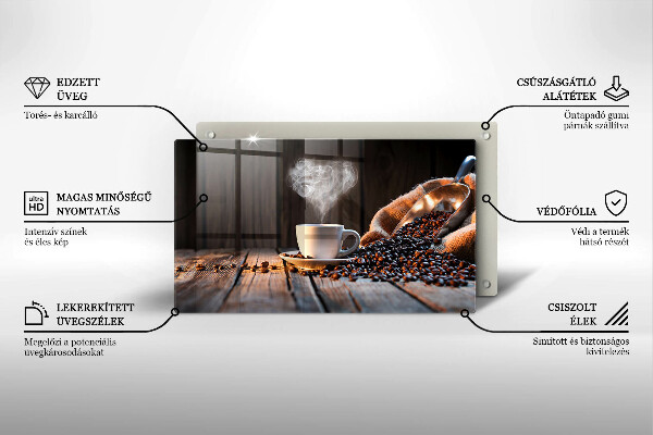 Zaščitna plošča za štedilnik Skodelica za kavo in srce