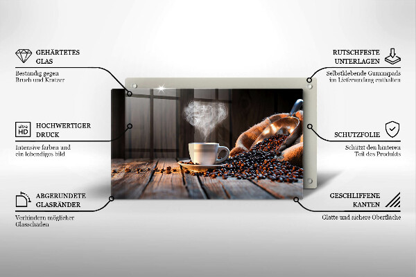 Zaščitna plošča za štedilnik Skodelica za kavo in srce