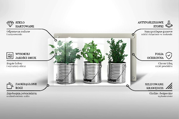 Zaščitna plošča za štedilnik Lončki z zeliščnimi rastlinami