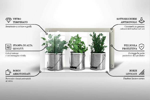 Zaščitna plošča za štedilnik Lončki z zeliščnimi rastlinami