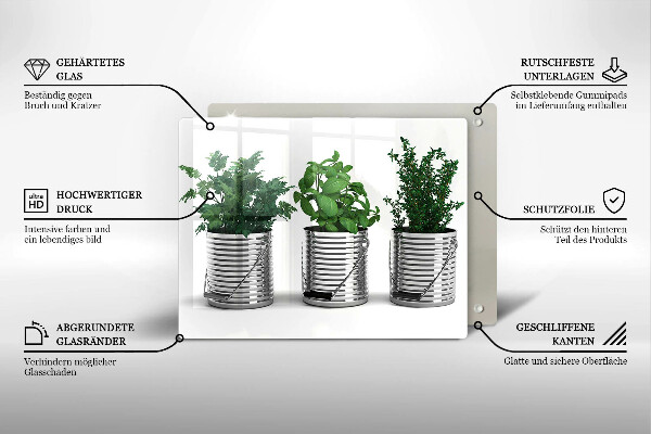 Zaščitna plošča za štedilnik Lončki z zeliščnimi rastlinami