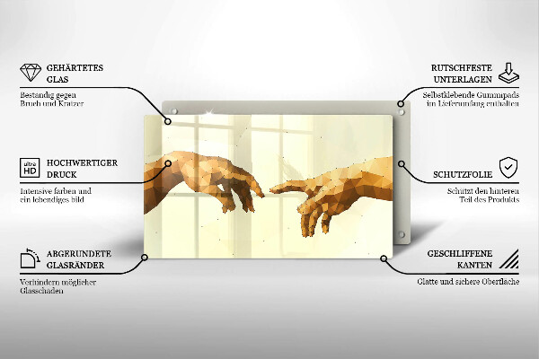 Zaščitna plošča za štedilnik Stvarjenje Adamovih rok