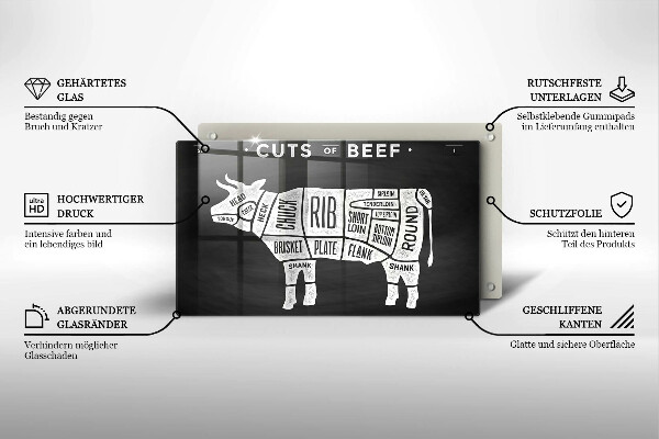Zaščitna plošča za štedilnik Govedina iz kravjega mesa