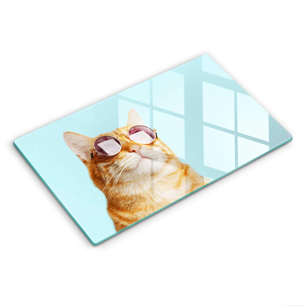 Zaščitna plošča za štedilnik Rdeča mačka z očali