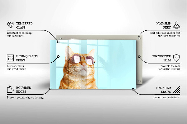 Zaščitna plošča za štedilnik Rdeča mačka z očali