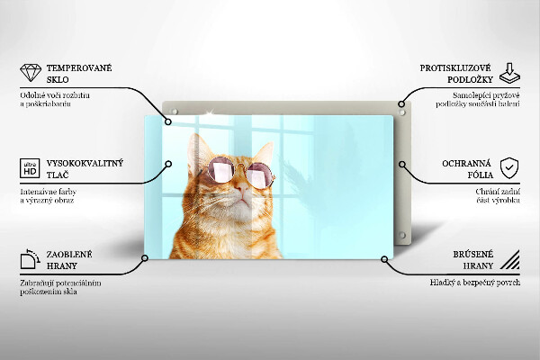 Zaščitna plošča za štedilnik Rdeča mačka z očali