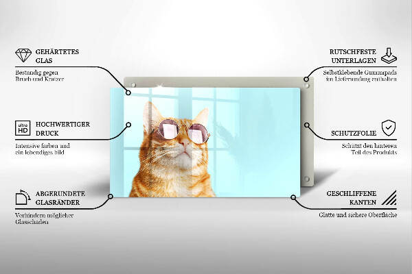 Zaščitna plošča za štedilnik Rdeča mačka z očali