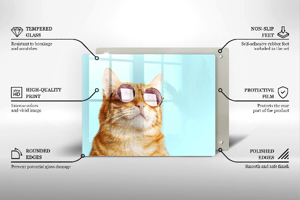 Zaščitna plošča za štedilnik Rdeča mačka z očali
