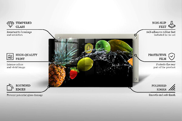 Zaščitna plošča za štedilnik Sadje v vodi
