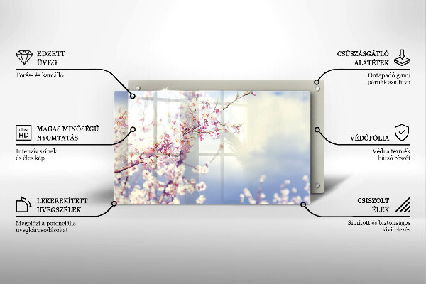 Zaščitna plošča za štedilnik Cvetoče drevo