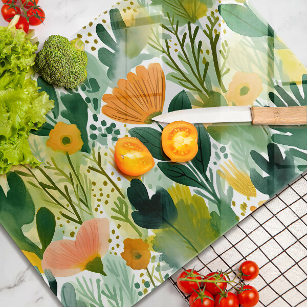 Zaščitna plošča za štedilnik Poslikane rože