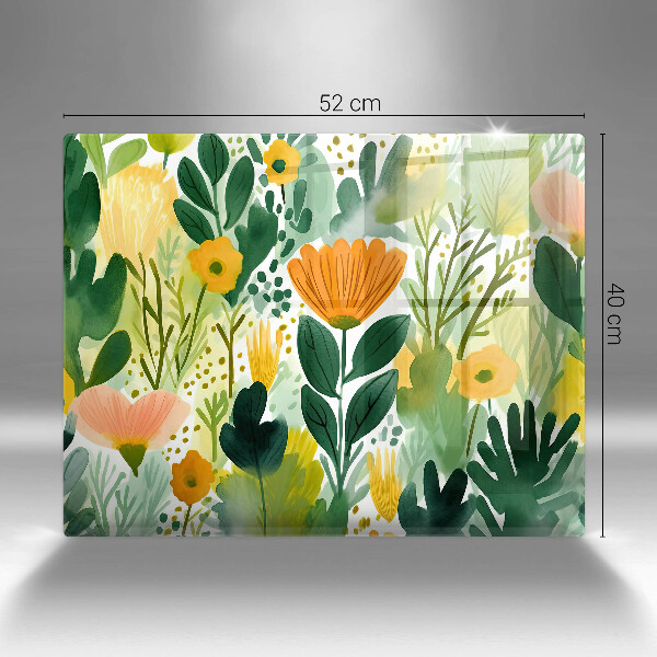 Zaščitna plošča za štedilnik Poslikane rože