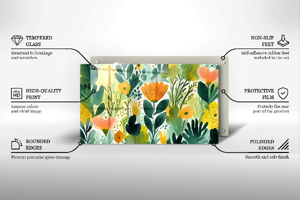 Zaščitna plošča za štedilnik Poslikane rože