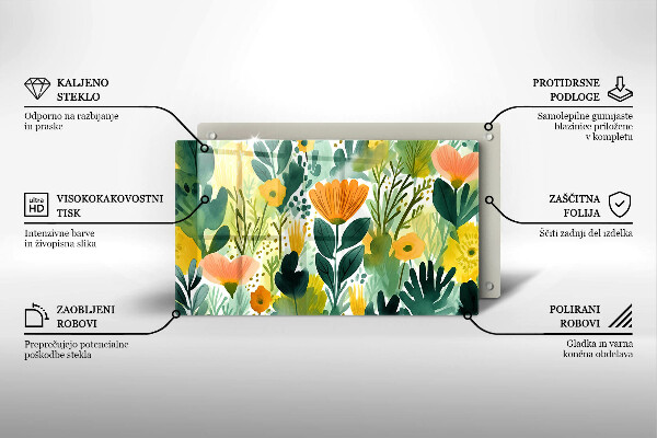 Zaščitna plošča za štedilnik Poslikane rože