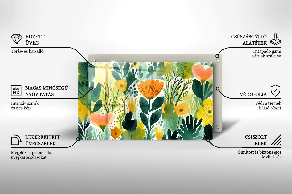 Zaščitna plošča za štedilnik Poslikane rože