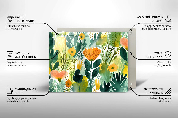 Zaščitna plošča za štedilnik Poslikane rože