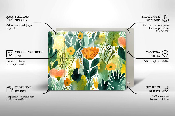 Zaščitna plošča za štedilnik Poslikane rože