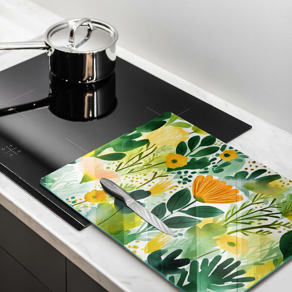 Zaščitna plošča za štedilnik Poslikane rože