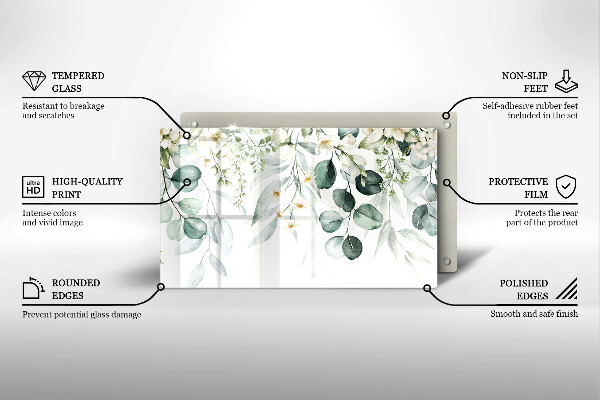 Zaščitna plošča za štedilnik Akvarelne rastline