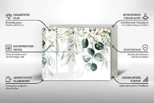 Zaščitna plošča za štedilnik Akvarelne rastline