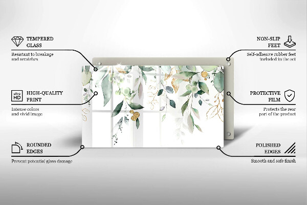 Zaščitna plošča za štedilnik Akvarelni listi