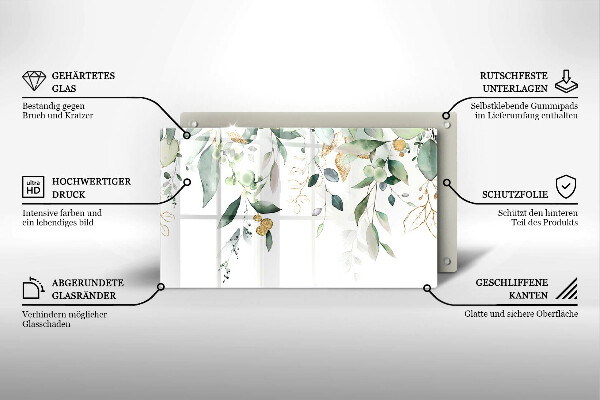Zaščitna plošča za štedilnik Akvarelni listi