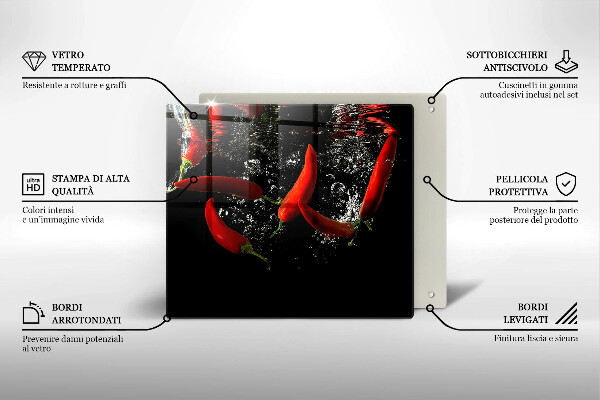 Stenska zaščitna plošča za štedilnik Čili paprike v vodi