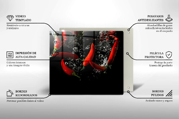 Stenska zaščitna plošča za štedilnik Čili paprike v vodi