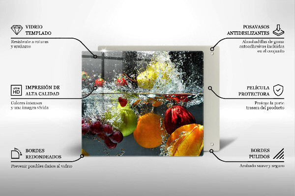 Stenska zaščitna plošča za štedilnik Sočno sadje v vodi